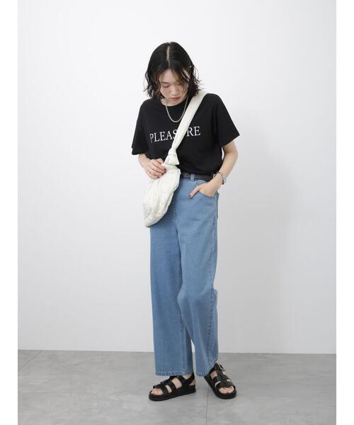 Samansa Mos2 blue（サマンサモスモスブルー）の「ロゴTシャツ（Tシャツ/カットソー・レディース・シルバーグレー/ベージュ/ブラック/オフホワイト/グリーン・F）」の13枚目の写真