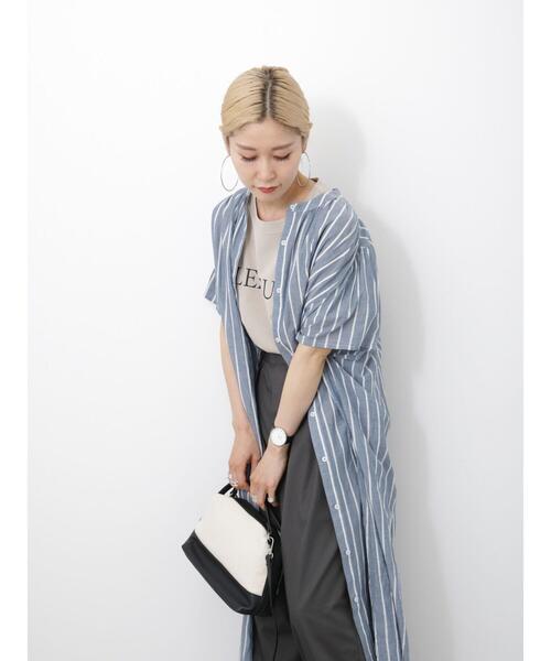 Samansa Mos2 blue（サマンサモスモスブルー）の「ロゴTシャツ（Tシャツ/カットソー・レディース・シルバーグレー/ベージュ/ブラック/オフホワイト/グリーン・F）」の16枚目の写真