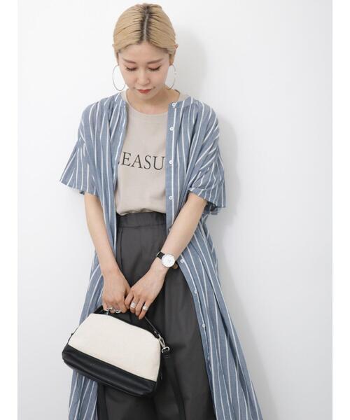 Samansa Mos2 blue（サマンサモスモスブルー）の「ロゴTシャツ（Tシャツ/カットソー・レディース・シルバーグレー/ベージュ/ブラック/オフホワイト/グリーン・F）」の18枚目の写真