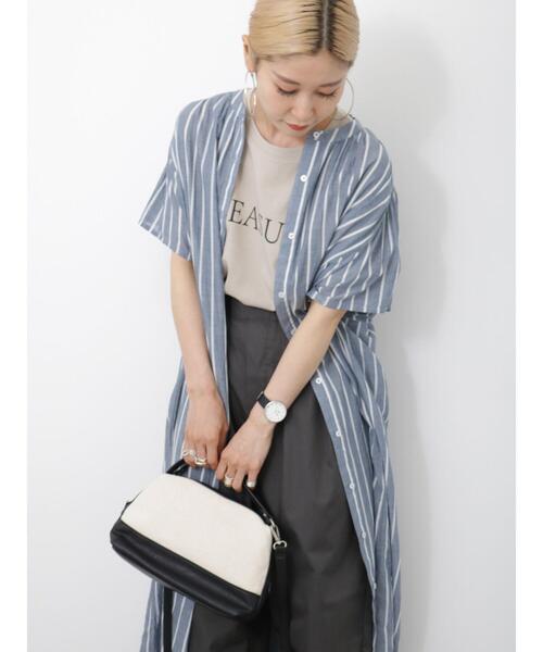 Samansa Mos2 blue（サマンサモスモスブルー）の「ロゴTシャツ（Tシャツ/カットソー・レディース・シルバーグレー/ベージュ/ブラック/オフホワイト/グリーン・F）」の19枚目の写真