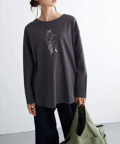 LBC(エルビーシー)の「GIRLプリントロンT(Tシャツ/カットソー・レディース・ホワイト/チャコールグレー/ベージュ/その他35・M/L)」の3枚目の写真