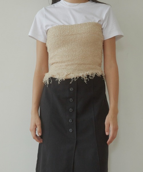 ACYM(アシーム)の「Mix fringe bare トップ(チューブトップ・レディース・ブラック/ベージュ・FREE)」の13枚目の写真