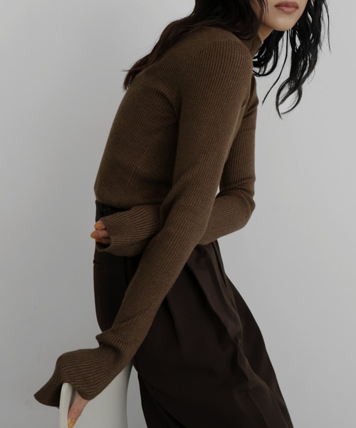 ＬAppartement タートルネック リブニット ブラウン L'Appartement（アパルトモン）の「タートルネック WIDE KNIT