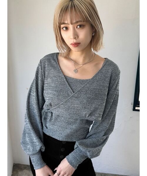 EMODA（エモダ）の「PUFF LAYERED TOPS（Tシャツ/カットソー・レディース・ブラック/グレー/アイボリー/ピンク・FREE）」の5枚目の写真