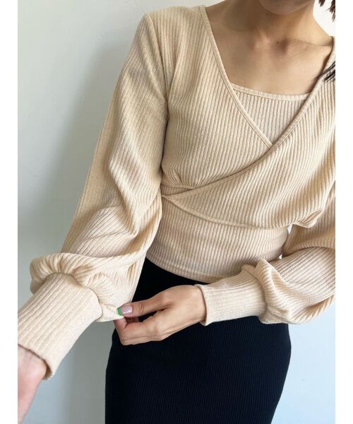EMODA（エモダ）の「PUFF LAYERED TOPS（Tシャツ/カットソー・レディース・ブラック/グレー/アイボリー/ピンク・FREE）」の11枚目の写真