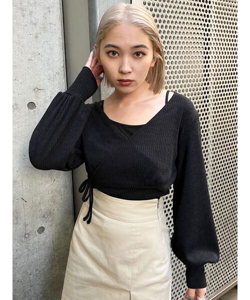 EMODA（エモダ）の「PUFF LAYERED TOPS（Tシャツ/カットソー・レディース・ブラック/グレー/アイボリー/ピンク・FREE）」の14枚目の写真