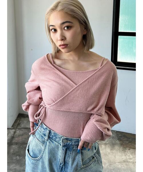 EMODA（エモダ）の「PUFF LAYERED TOPS（Tシャツ/カットソー・レディース・ブラック/グレー/アイボリー/ピンク・FREE）」の18枚目の写真