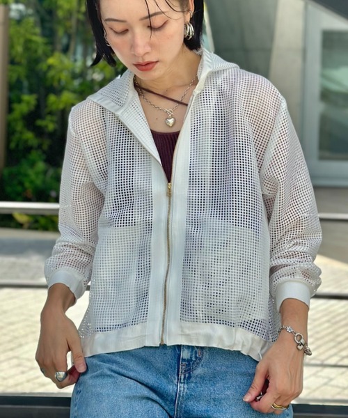 deux amour（ドゥーザムール）の「メッシュパーカー（パーカー・レディース・ホワイト/ブラック・FREE）」の10枚目の写真