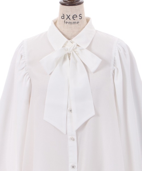 axes femme(アクシーズファム)の「リボン付ボリューム袖ブラウス(シャツ/ブラウス・レディース・モカ/ホワイト/ブラック・FREE)」の8枚目の写真