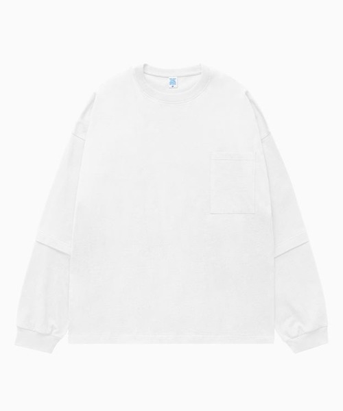 CORPUS TOKYO(コーパス トーキョー)の「ビッグシルエットフェイクレイヤードロンT(Tシャツ/カットソー・メンズ・グリーン/パープル/ライトグレー/イエロー/ホワイト/ブラック・3/1/2)」の14枚目の写真