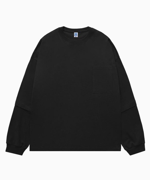 CORPUS TOKYO(コーパス トーキョー)の「ビッグシルエットフェイクレイヤードロンT(Tシャツ/カットソー・メンズ・グリーン/パープル/ライトグレー/イエロー/ホワイト/ブラック・3/1/2)」の16枚目の写真