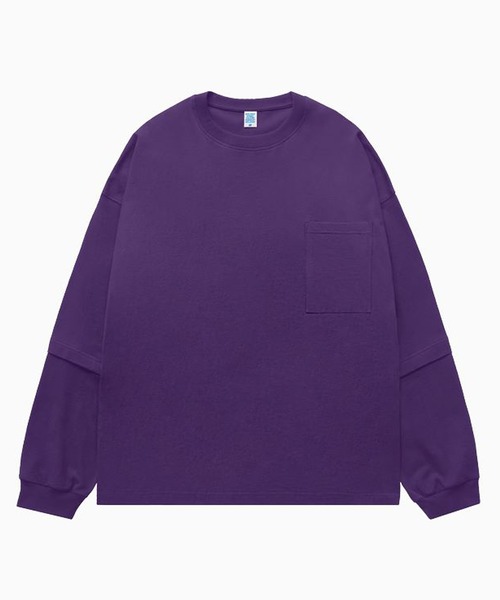 CORPUS TOKYO(コーパス トーキョー)の「ビッグシルエットフェイクレイヤードロンT(Tシャツ/カットソー・メンズ・グリーン/パープル/ライトグレー/イエロー/ホワイト/ブラック・3/1/2)」の22枚目の写真