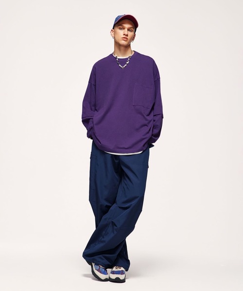 CORPUS TOKYO(コーパス トーキョー)の「ビッグシルエットフェイクレイヤードロンT(Tシャツ/カットソー・メンズ・グリーン/パープル/ライトグレー/イエロー/ホワイト/ブラック・3/1/2)」の7枚目の写真