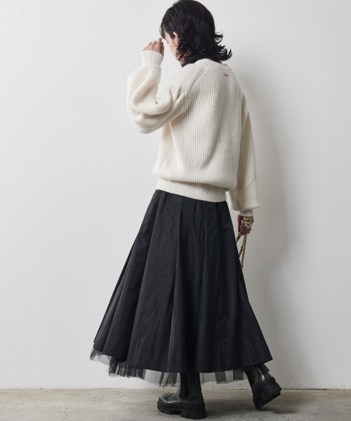 CHIC STYLE（シックスタイル）の「 裾チュールタックギャザーロング