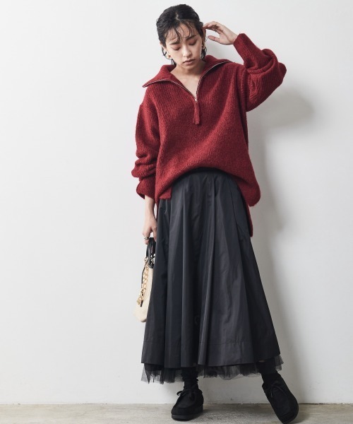 CHIC STYLE（シックスタイル）の「 裾チュールタックギャザーロング