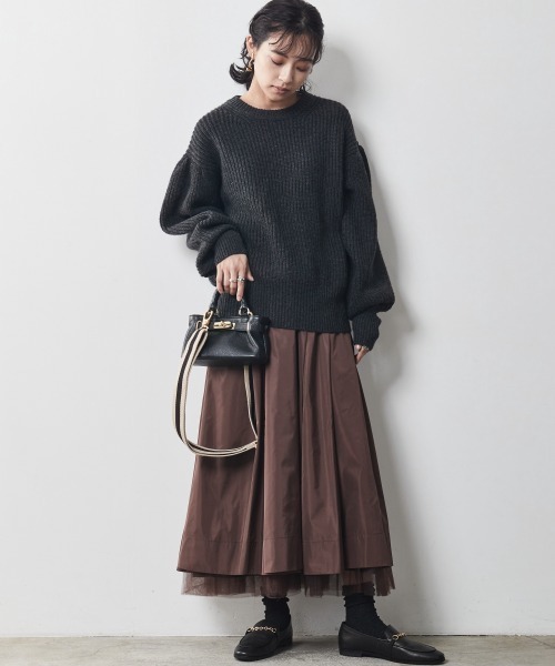 CHIC STYLE（シックスタイル）の「 裾チュールタックギャザーロング