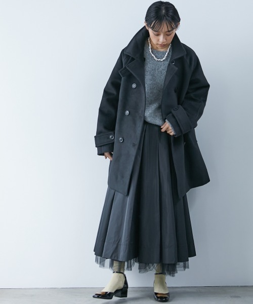 CHIC STYLE（シックスタイル）の「 裾チュールタックギャザーロングスカート ＜大きいサイズ有＞シックスタイル（スカート・レディース・ブラック/ブラウン・L/5L/LL/4L/M/3L）」の22枚目の写真