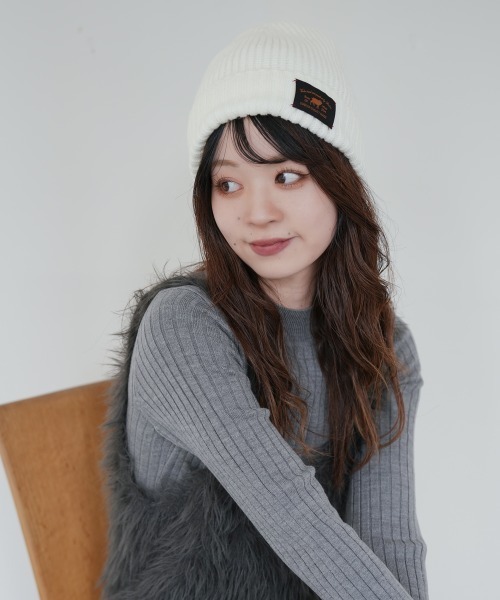Ruben（ルーベン）の「WAPPEN RIB WATCH／ワッペンリブワッチ（ニットキャップ/ビーニー・レディース・ブラック/ベージュ/グレー/グリーン/アイボリー/マスタード・FREE）」の15枚目の写真