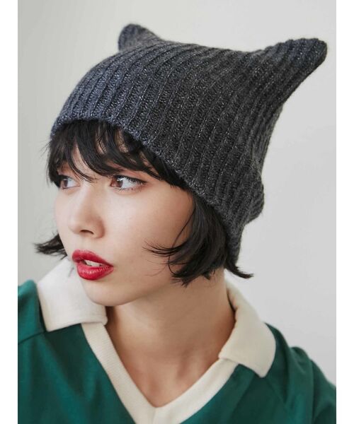 jouetie（ジュエティ）の「キャットイヤーニットキャップ（ニットキャップ/ビーニー・レディース・イエロー/アイボリー/ブラック・FREE）」の5枚目の写真