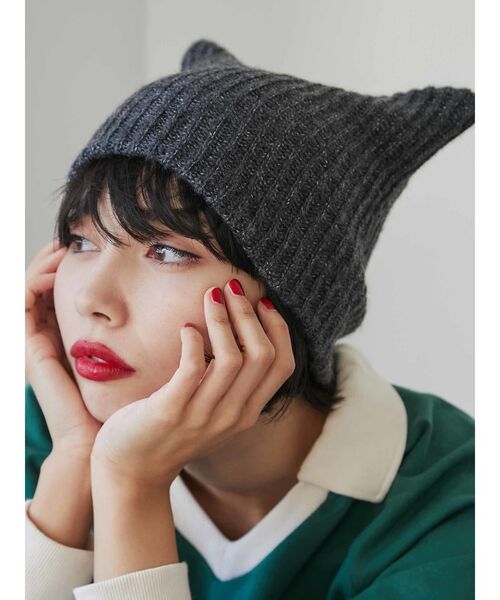 jouetie（ジュエティ）の「キャットイヤーニットキャップ（ニットキャップ/ビーニー・レディース・イエロー/アイボリー/ブラック・FREE）」の7枚目の写真