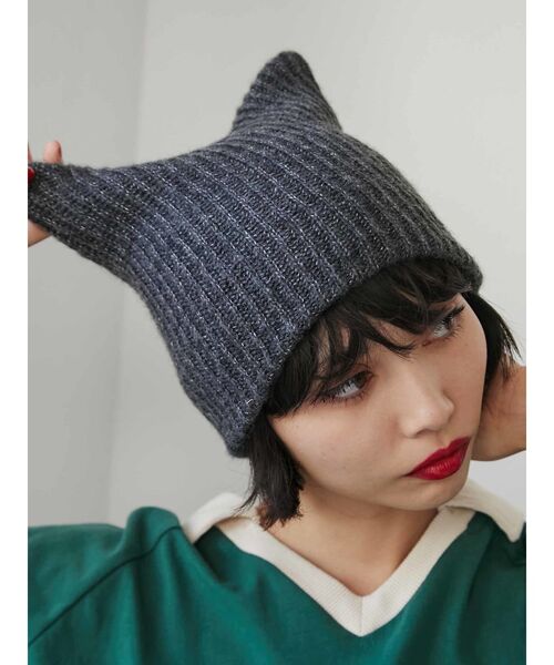 jouetie（ジュエティ）の「キャットイヤーニットキャップ（ニットキャップ/ビーニー・レディース・イエロー/アイボリー/ブラック・FREE）」の8枚目の写真