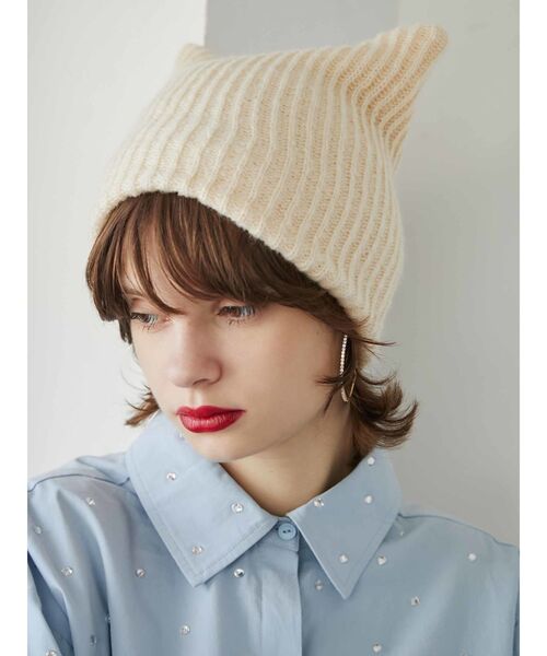 jouetie（ジュエティ）の「キャットイヤーニットキャップ（ニットキャップ/ビーニー・レディース・イエロー/アイボリー/ブラック・FREE）」の20枚目の写真