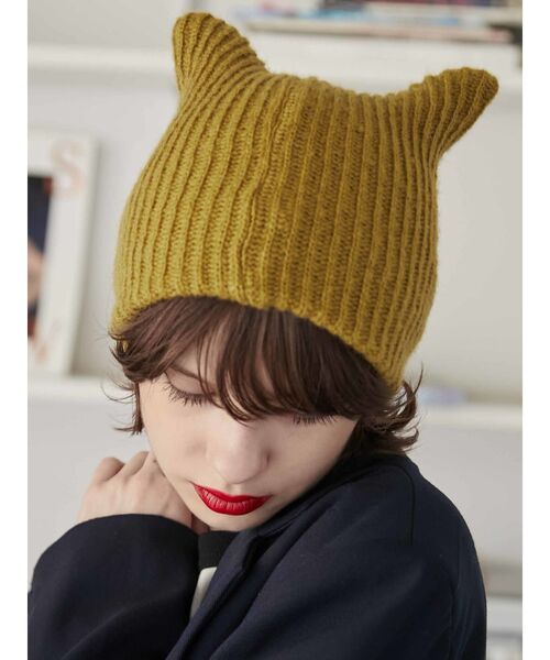 jouetie（ジュエティ）の「キャットイヤーニットキャップ（ニットキャップ/ビーニー・レディース・イエロー/アイボリー/ブラック・FREE）」の17枚目の写真