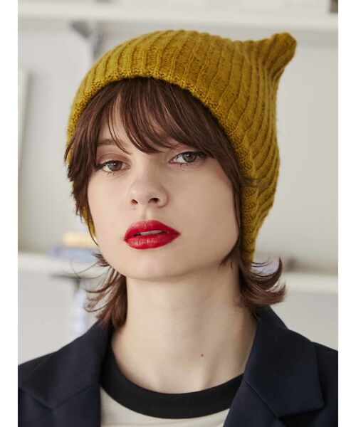 jouetie（ジュエティ）の「キャットイヤーニットキャップ（ニットキャップ/ビーニー・レディース・イエロー/アイボリー/ブラック・FREE）」の16枚目の写真