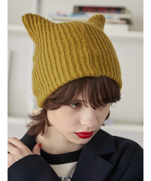 jouetie（ジュエティ）の「キャットイヤーニットキャップ（ニットキャップ/ビーニー・レディース・イエロー/アイボリー/ブラック・FREE）」の15枚目の写真