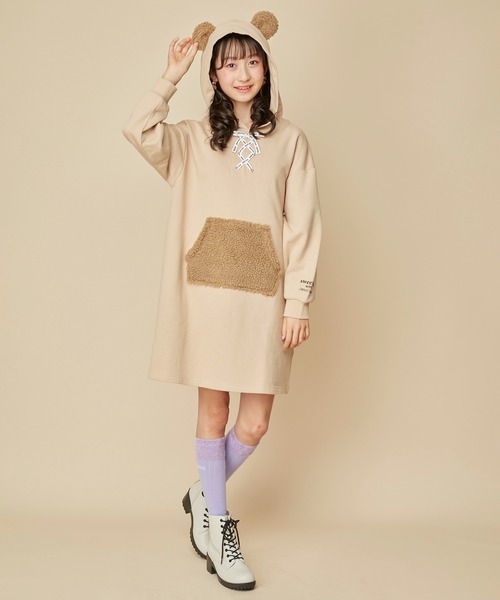 JENNI love（ジェニィラブ）の「【コットン100％】ボアポケットくま耳