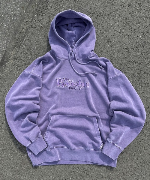 Perushu(ペルーシュ)の「立体刺繍ピグメントフーディー(パーカー・メンズ・杢グレー/ブラック/パープル・MEDIUM/LARGE)」の2枚目の写真