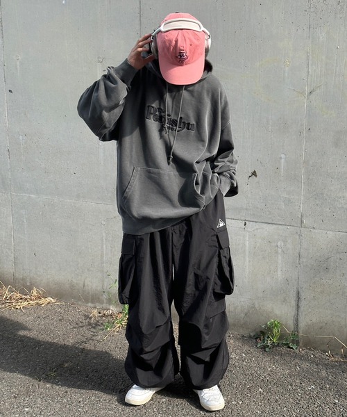 Perushu(ペルーシュ)の「立体刺繍ピグメントフーディー(パーカー・メンズ・杢グレー/ブラック/パープル・MEDIUM/LARGE)」の16枚目の写真