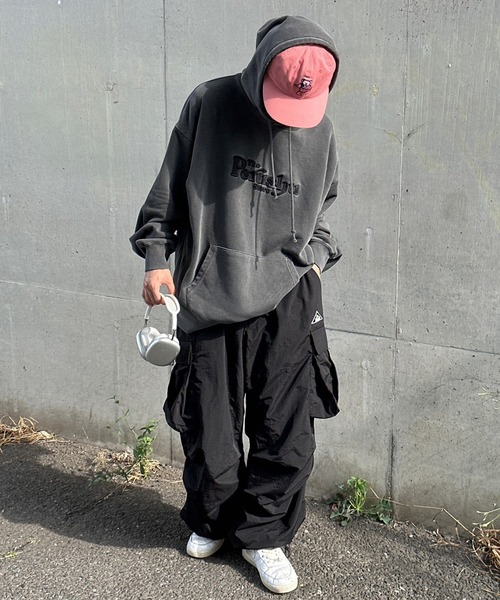 Perushu(ペルーシュ)の「立体刺繍ピグメントフーディー(パーカー・メンズ・杢グレー/ブラック/パープル・MEDIUM/LARGE)」の14枚目の写真