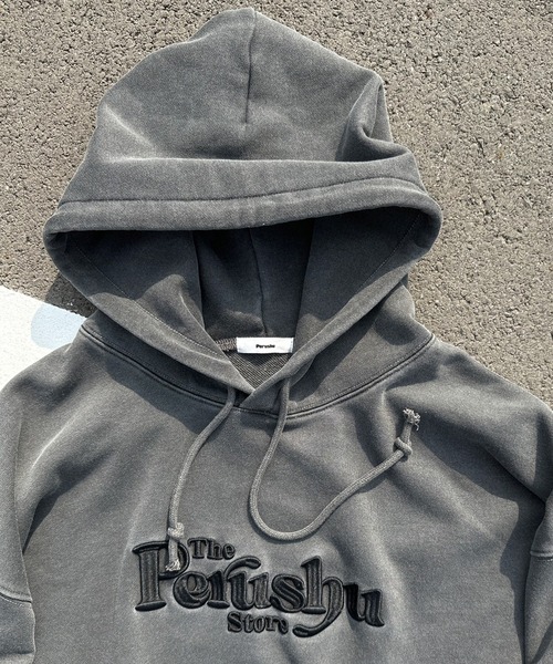 Perushu(ペルーシュ)の「立体刺繍ピグメントフーディー(パーカー・メンズ・杢グレー/ブラック/パープル・MEDIUM/LARGE)」の22枚目の写真