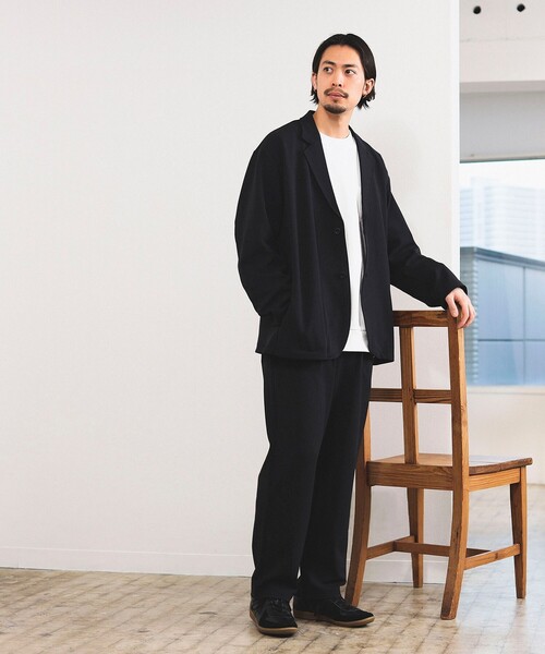 B:MING by BEAMS(ビーミングバイビームス)の「B:MING by BEAMS / ダブルフェイス 梨地 1タック イージーパンツ(セットアップ対応)(その他パンツ・メンズ・ネイビー/ライトグレー/ブラック・X-LARGE/MEDIUM/SMALL/LARGE)」の12枚目の写真