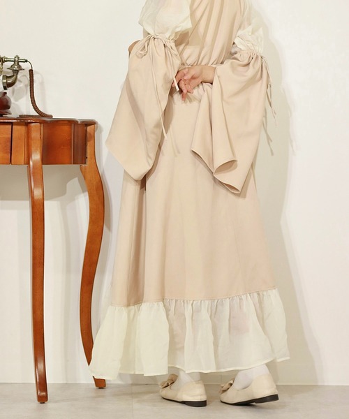 apres jour by あかちゃす（アプレジュールバイアカチャス）の「【あかちゃすコラボアイテム】フレアワンピース【ZOZOTOWN限定アイテム】（ワンピース・レディース・オレンジ/ベージュ/ブラック・フリー/X-LARGE）」の19枚目の写真