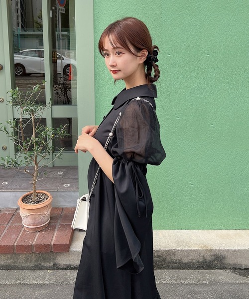 apres jour by あかちゃす（アプレジュールバイアカチャス）の「【あかちゃすコラボアイテム】フレアワンピース【ZOZOTOWN限定アイテム】（ワンピース・レディース・オレンジ/ベージュ/ブラック・フリー/X-LARGE）」の5枚目の写真