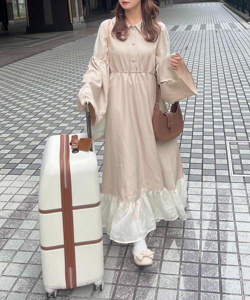 apres jour by あかちゃす（アプレジュールバイアカチャス）の「【あかちゃすコラボアイテム】フレアワンピース【ZOZOTOWN限定アイテム】（ワンピース・レディース・オレンジ/ベージュ/ブラック・フリー/X-LARGE）」の10枚目の写真