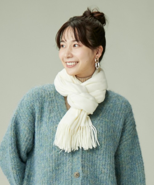 TOKYO SHIRTS（トウキョウシャツ）の「カシミヤタッチストール（ストール/ショール・レディース・オレンジ/グレー/ブルー/ホワイト・FREE）」の2枚目の写真