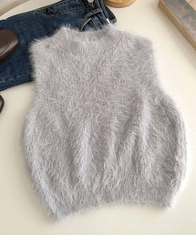 クロップドシャギーニットトップス