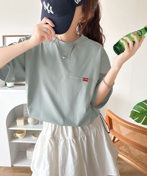 《JaVaジャバコラボ》シンプルなのに格上げ。綿100％シルケット素材裾ドロストオーバーサイズTシャツ