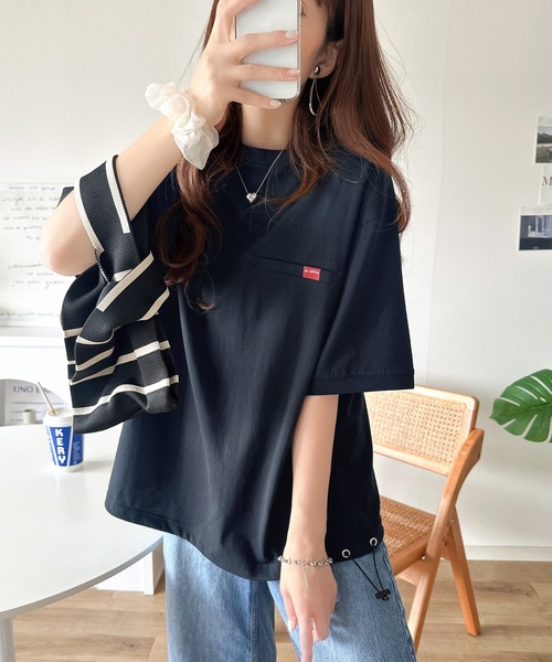 《JaVaジャバコラボ》シンプルなのに格上げ。綿100％シルケット素材裾ドロストオーバーサイズTシャツ