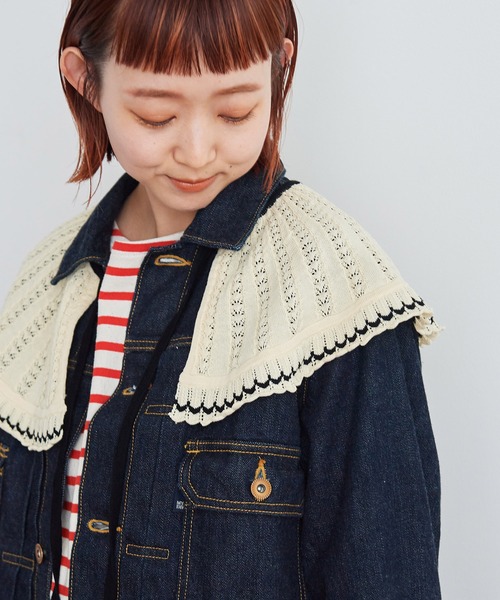 CHILD WOMAN（チャイルドウーマン）の「☆強撚綿 透かし編み付け襟（付け襟・レディース・アイボリー・FREE）」の9枚目の写真