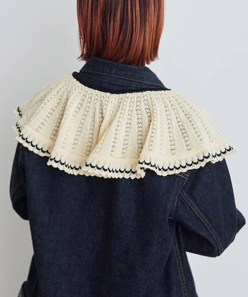 CHILD WOMAN（チャイルドウーマン）の「☆強撚綿 透かし編み付け襟（付け襟・レディース・アイボリー・FREE）」の10枚目の写真