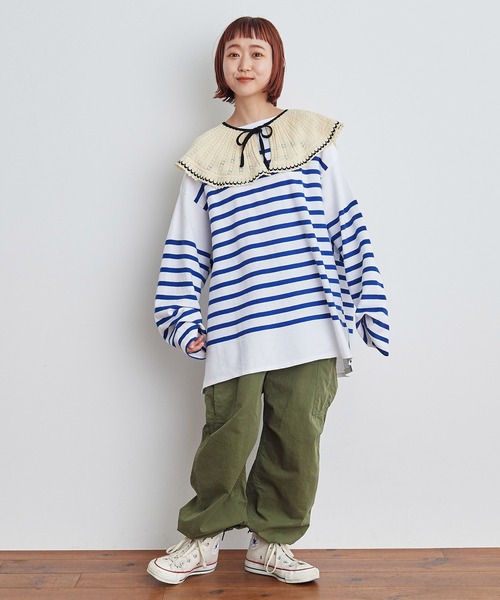 CHILD WOMAN（チャイルドウーマン）の「☆強撚綿 透かし編み付け襟（付け襟・レディース・アイボリー・FREE）」の5枚目の写真