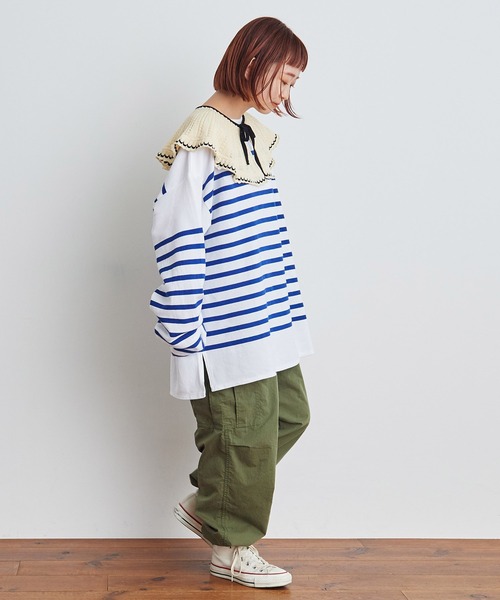 CHILD WOMAN（チャイルドウーマン）の「☆強撚綿 透かし編み付け襟（付け襟・レディース・アイボリー・FREE）」の6枚目の写真