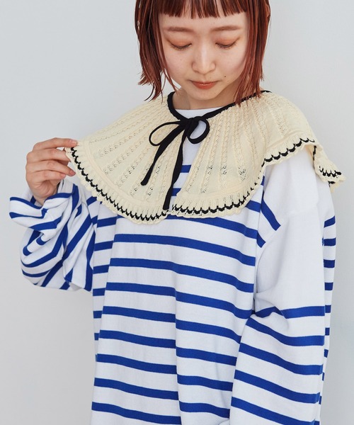 CHILD WOMAN（チャイルドウーマン）の「☆強撚綿 透かし編み付け襟（付け襟・レディース・アイボリー・FREE）」の2枚目の写真