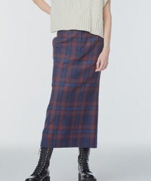 INSTANTFUNK/インスタントファンク Mermaid wool-blend long skirt マーメードスカート チェックスカート