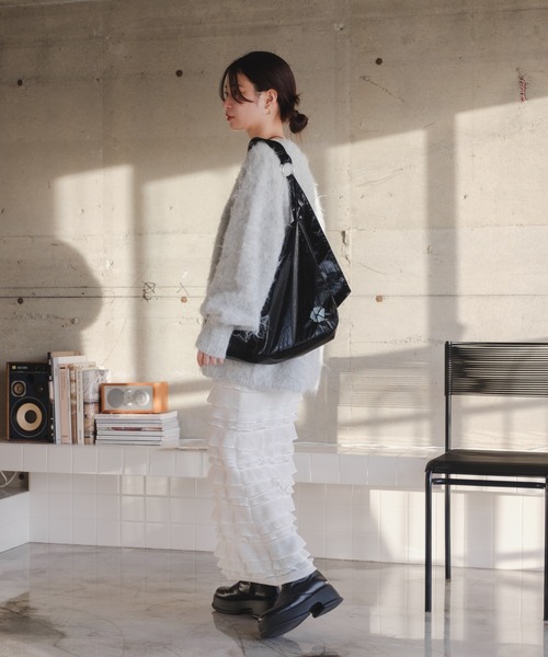 Kastane（カスタネ）の「起毛シャギーニットカーディガン（カーディガン/ボレロ・レディース・グレー/アイボリー/イエロー・FREE）」の9枚目の写真