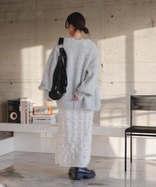 Kastane（カスタネ）の「起毛シャギーニットカーディガン（カーディガン/ボレロ・レディース・グレー/アイボリー/イエロー・FREE）」の10枚目の写真